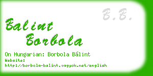 balint borbola business card
