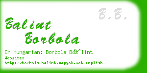 balint borbola business card